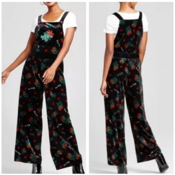 Velour Holiday Overalls - Picture 1 of 5